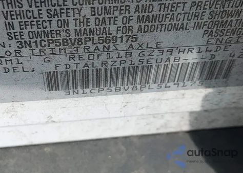 2023 Nissan Kicks S Xtronic Cvt z USA, uszkodzony, nr VIN 3N1CP5BV8PL569175